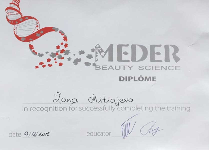 Диплом. Meder Beauty Science. 2015 г.
