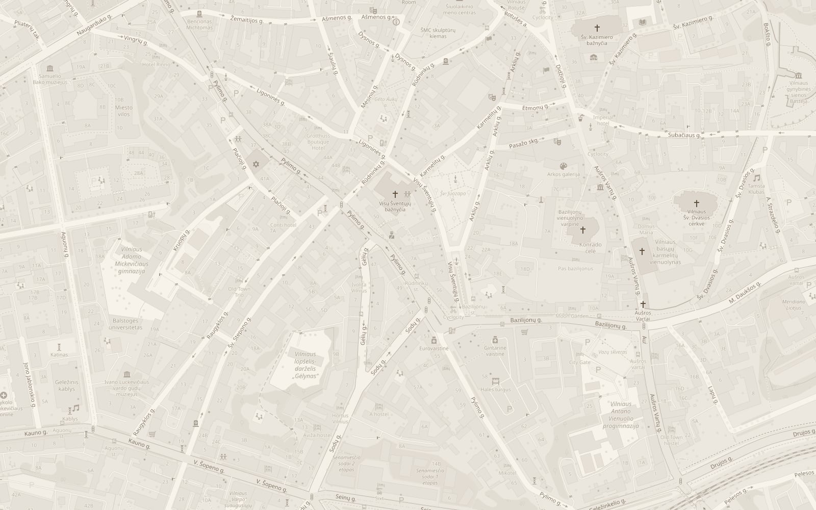 Map of Vilnius Old Town: the studio at Visų Šventųjų g. 7, near the Gate of Dawn